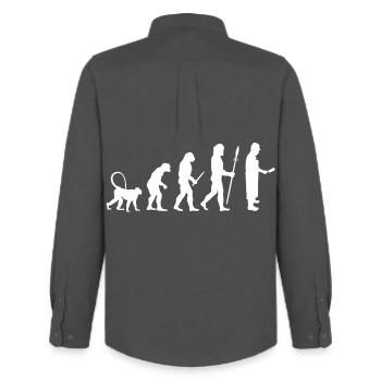 Entwicklung eines Metzgers - Männer Oxford Hemd von Stanley/Stella - Anthrazit - Hinten - AI Model Male 185 dark (185cm)
