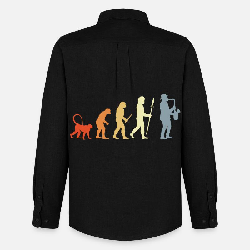 Saxophonist Evolution - Männer Oxford Hemd von Stanley/Stella - Schwarz