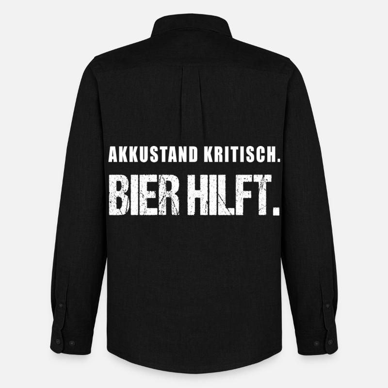 Akkustand kritisch Bier hilft Lustiger Spruch - Männer Oxford Hemd von Stanley/Stella - Schwarz