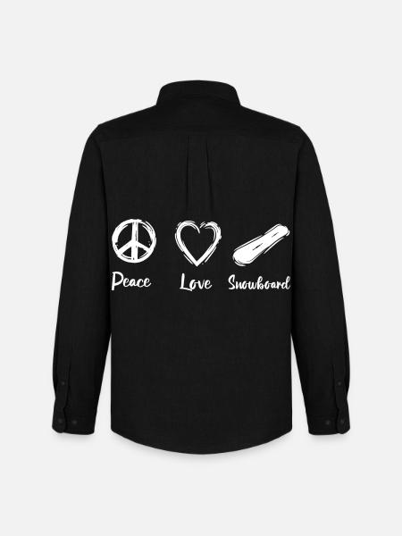 Peace Love Snowboard - Men's Oxford Shirt by Stanley/Stella - black