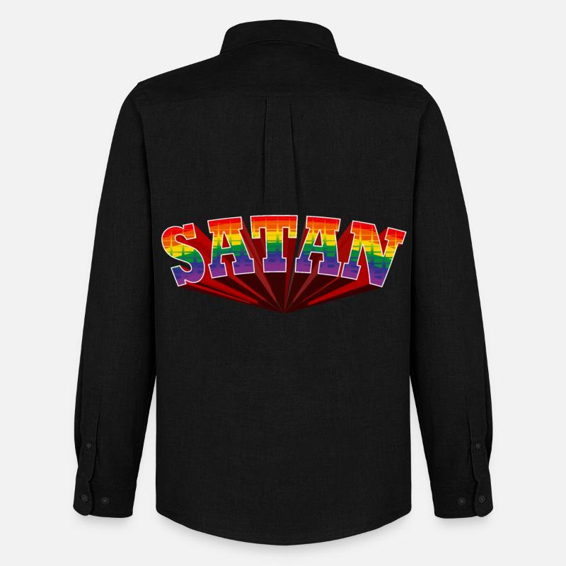 Satan Regenbogen Text - Männer Oxford Hemd von Stanley/Stella - Schwarz