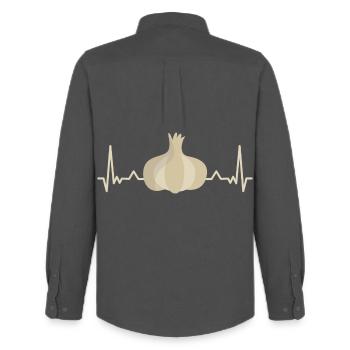 Knoblauch Liebe Herzschlag Valentinstag Spruch - Männer Oxford Hemd von Stanley/Stella - Anthrazit - Hinten - AI Model Male 185 dark (185cm)