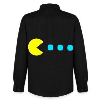 Retro Game - Men's Oxford Shirt by Stanley/Stella - black - Back - AI Model Male 185 dark (185cm)