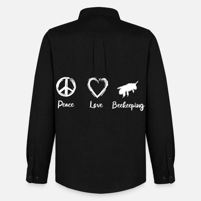 Peace Love Beekeeping - Männer Oxford Hemd von Stanley/Stella - Schwarz