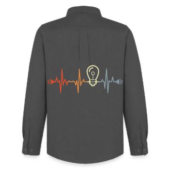 Mein Herz schlägt für Elektrizität - Männer Oxford Hemd von Stanley/Stella - Anthrazit - Hinten - AI Model Male 185 dark (185cm)