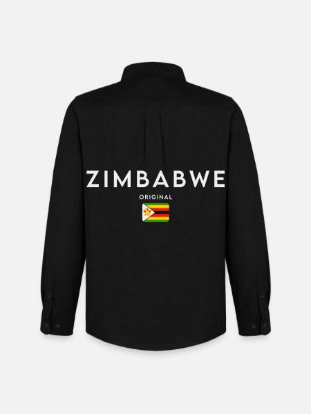 Zimbabwe flag, Zimbabwean pride - Men's Oxford Shirt by Stanley/Stella - black
