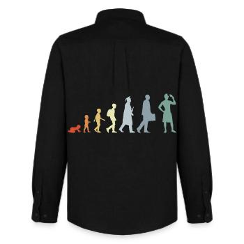 Evolution Eiscreme Liebhaber - Männer Oxford Hemd von Stanley/Stella - Schwarz - Hinten - AI Model Male 185 dark (185cm)