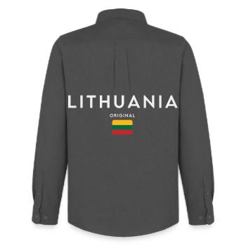 Lithuanian flag, Lithuanian pride - Men's Oxford Shirt by Stanley/Stella - anthracite - Back - AI Model Male 185 dark (185cm)
