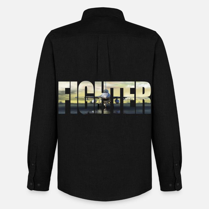 Fighter F-16 Fighting Falcon - Männer Oxford Hemd von Stanley/Stella - Schwarz