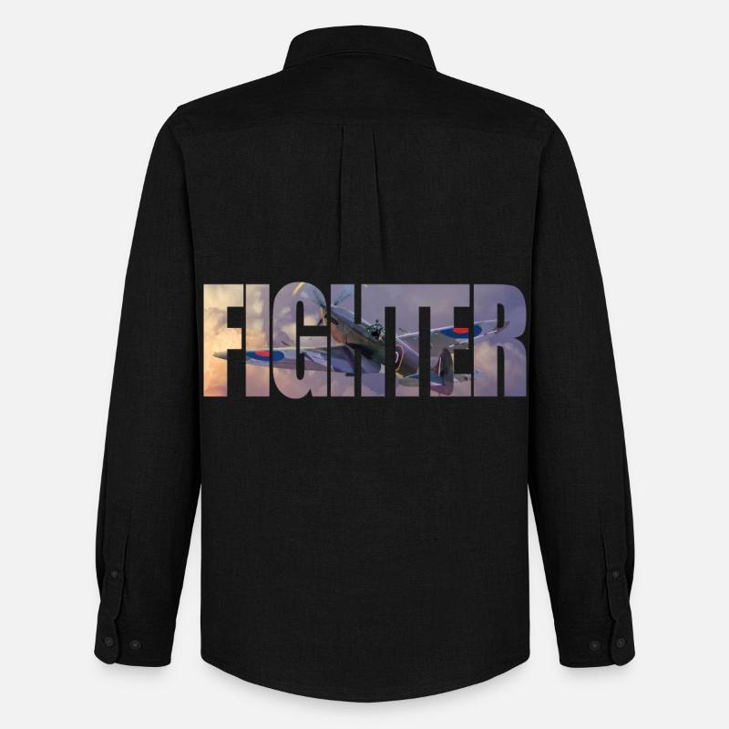 Fighter Spitfire - Männer Oxford Hemd von Stanley/Stella - Schwarz