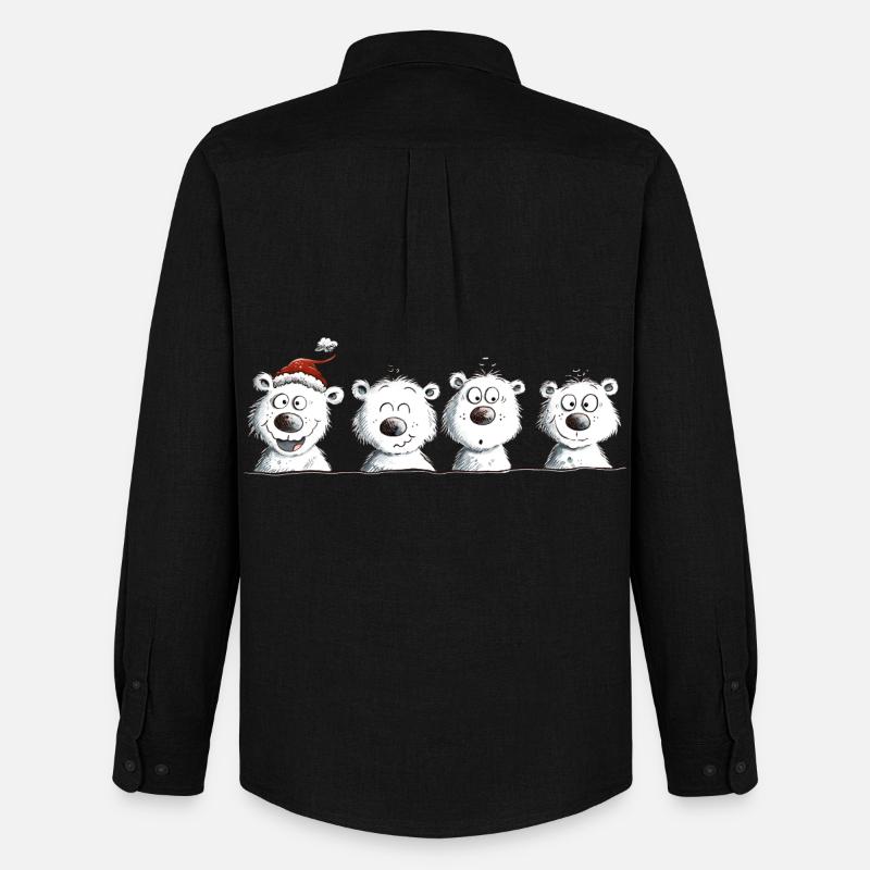 Happy Eisbär Team Weihnachten  - Männer Oxford Hemd von Stanley/Stella - Schwarz