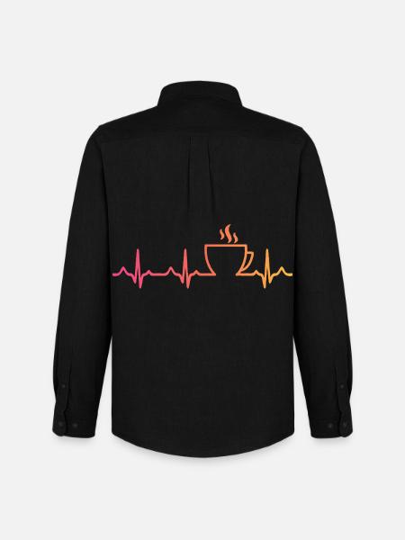 Sunset Coffee, Heartbeat, Coffee - Men's Oxford Shirt by Stanley/Stella - black
