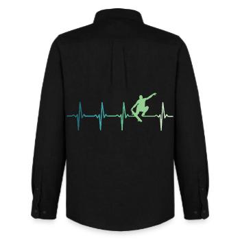 Skater Skater Heartbeat Skateboard - Männer Oxford Hemd von Stanley/Stella - Schwarz - Hinten - AI Model Male 185 dark (185cm)