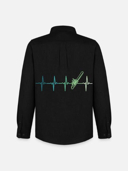 Forest Heartbeat Lumberjack Chainsaw - Men's Oxford Shirt by Stanley/Stella - black