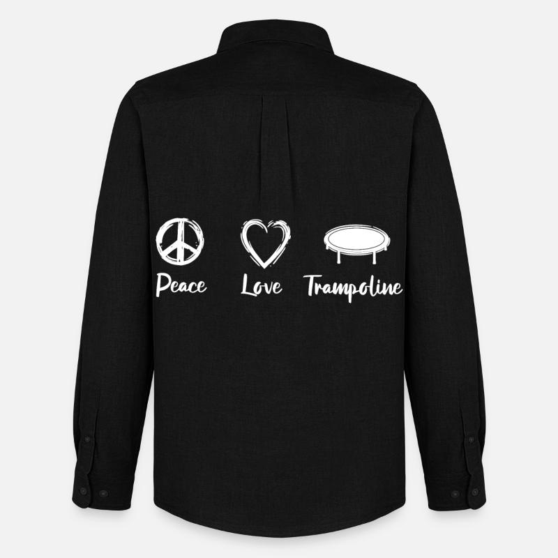 Peace Love Trampoline - Männer Oxford Hemd von Stanley/Stella - Schwarz