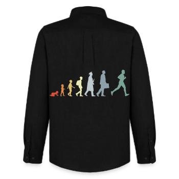 Läufer Evolution - Männer Oxford Hemd von Stanley/Stella - Schwarz - Hinten - AI Model Male 185 dark (185cm)