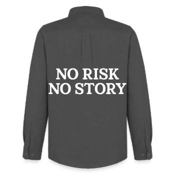 No Risk No Story - Men's Oxford Shirt by Stanley/Stella - anthracite - Back - AI Model Male 185 dark (185cm)
