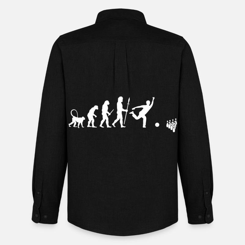 Evolution of Bowling - Männer Oxford Hemd von Stanley/Stella - Schwarz