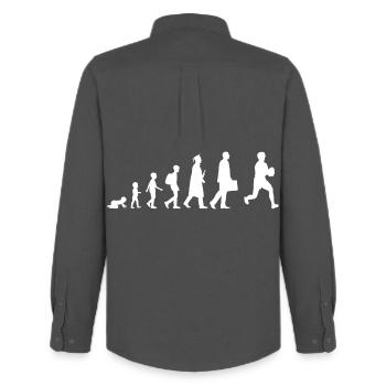 Evolution of rugby - Men's Oxford Shirt by Stanley/Stella - anthracite - Back - AI Model Male 185 dark (185cm)