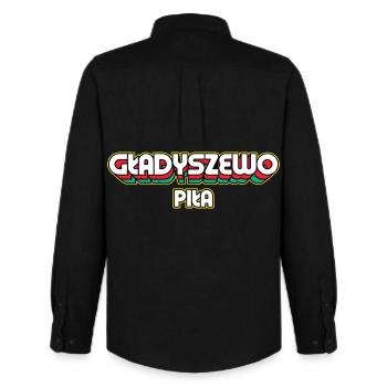 Gładyszewo Piła. Name des Retro-Bezirks - Männer Oxford Hemd von Stanley/Stella - Schwarz - Hinten - AI Model Male 185 dark (185cm)