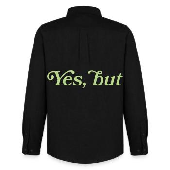 Yes, but – Minimalistisches Statement - Chemise Oxford homme Stanley/Stella - noir - Dos - AI Model Male 185 dark (185cm)