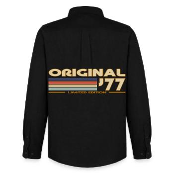 Stripes Vintage 70s Original - Chemise Oxford homme Stanley/Stella - noir - Dos - AI Model Male 185 dark (185cm)