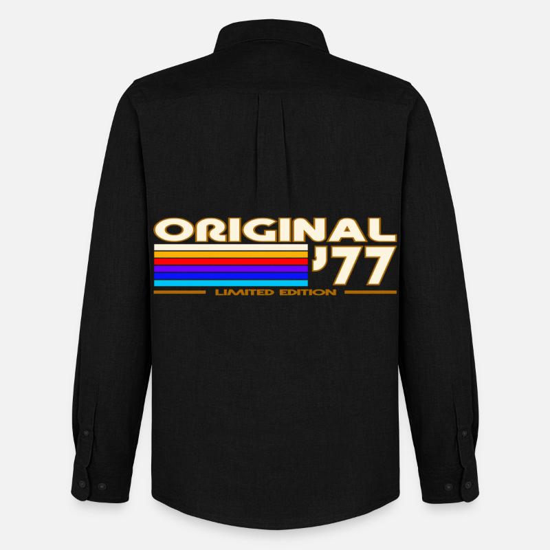 Originaler 77er Rainbow Retro - Männer Oxford Hemd von Stanley/Stella - Schwarz