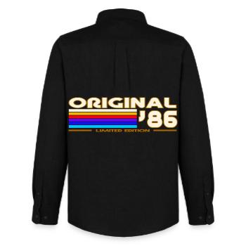 1986 - Men's Oxford Shirt by Stanley/Stella - black - Back - AI Model Male 185 dark (185cm)