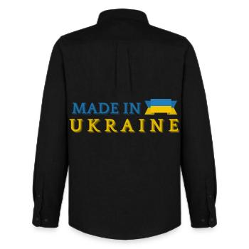Fabriqué en Ukraine - Chemise Oxford homme Stanley/Stella - noir - Dos - AI Model Male 185 dark (185cm)