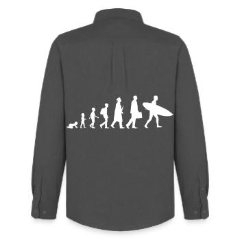 Evolution eines Surfers - Männer Oxford Hemd von Stanley/Stella - Anthrazit - Hinten - AI Model Male 185 dark (185cm)