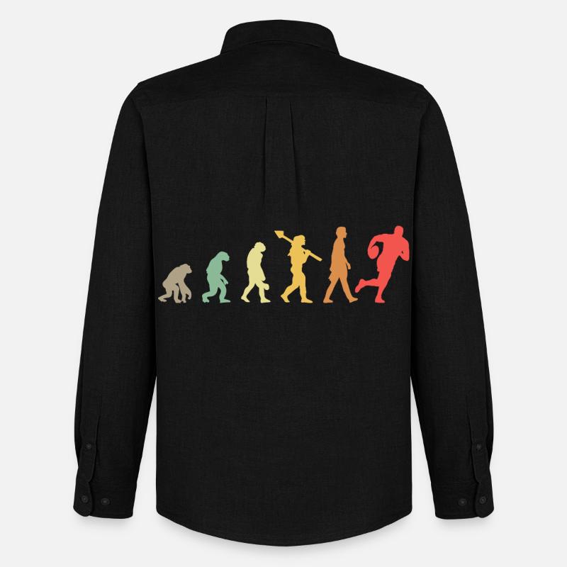 Evolution Rugby Spieler Rugby Entwicklung Retro - Männer Oxford Hemd von Stanley/Stella - Schwarz