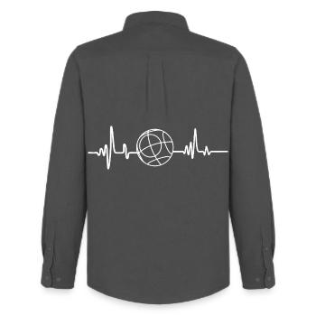 Petanque Boule Heartbeat Boccia Players - Men's Oxford Shirt by Stanley/Stella - anthracite - Back - AI Model Male 185 dark (185cm)
