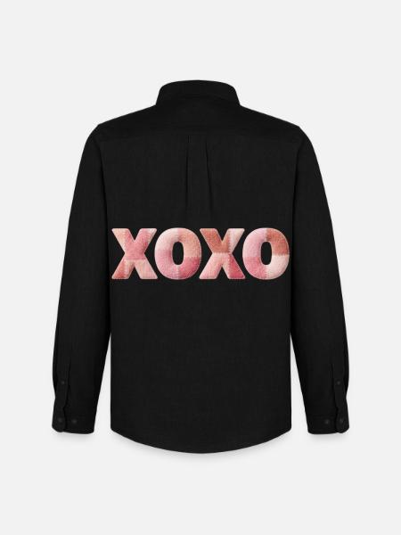 XOXO Patchwork Saying Kiss Hug - Men's Oxford Shirt by Stanley/Stella - black
