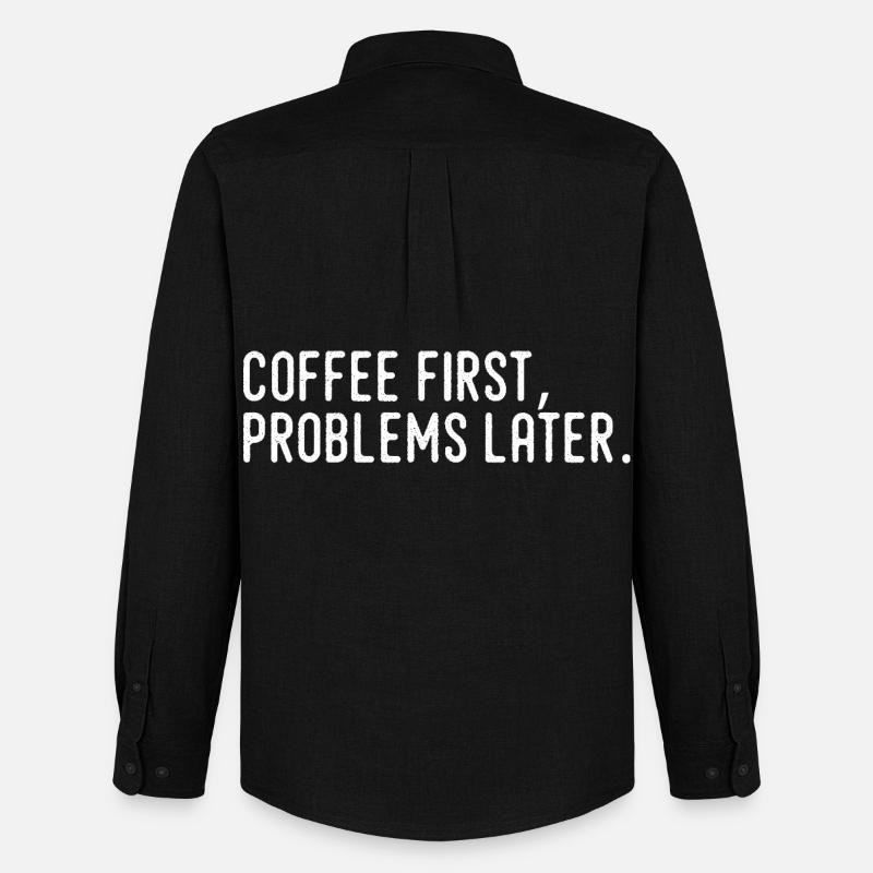 Kaffee erst Probleme später - Männer Oxford Hemd von Stanley/Stella - Schwarz