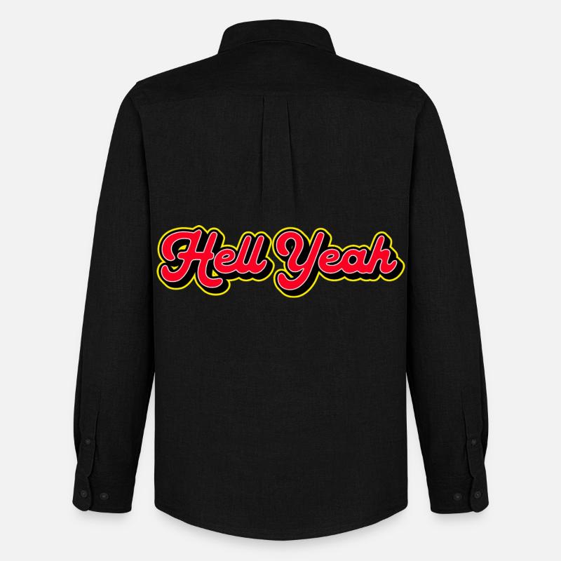 Hell Yeah 3D Retro Script - Men's Oxford Shirt by Stanley/Stella - black