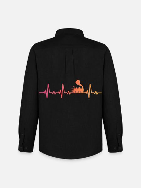 Sunset Heartbeat Train Locomotive Train - Men's Oxford Shirt by Stanley/Stella - black