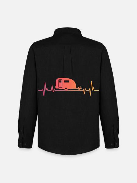 Sunset Heartbeat camper travel caravan - Men's Oxford Shirt by Stanley/Stella - black