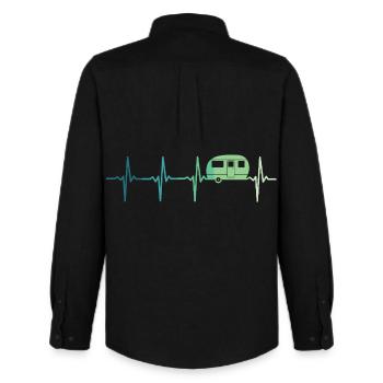 Caravan heartbeat camping caravaning - Men's Oxford Shirt by Stanley/Stella - black - Back - AI Model Male 185 dark (185cm)