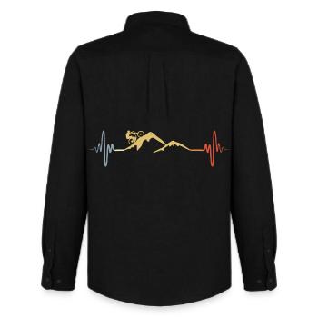 Mountain biker heartbeat - Men's Oxford Shirt by Stanley/Stella - black - Back - AI Model Male 185 dark (185cm)