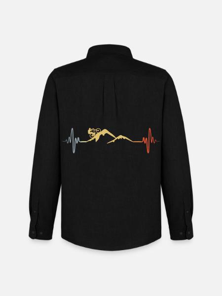 Mountain biker heartbeat - Men's Oxford Shirt by Stanley/Stella - black
