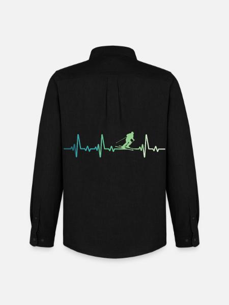 Skiing Skiing Heartbeat Skiing - Men's Oxford Shirt by Stanley/Stella - black