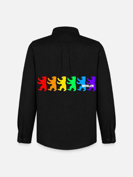 Berliner Bären / Regenbogenfarben - Männer Oxford Hemd von Stanley/Stella - Schwarz