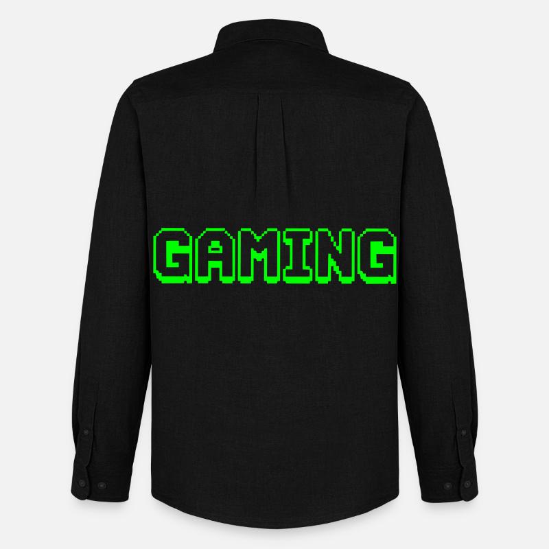 Neon Pixel Gaming Design - Männer Oxford Hemd von Stanley/Stella - Schwarz