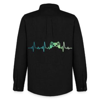 Konsolen-Controller-Herzschlag Gamer - Männer Oxford Hemd von Stanley/Stella - Schwarz - Hinten - AI Model Male 185 dark (185cm)