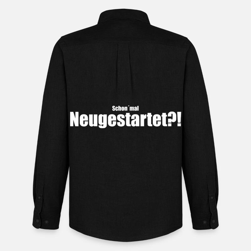 Schon`mal Neugestartet?! - Männer Oxford Hemd von Stanley/Stella - Schwarz