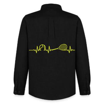 Tennis Heartbeat Tennis Player - Men's Oxford Shirt by Stanley/Stella - black - Back - AI Model Male 185 dark (185cm)