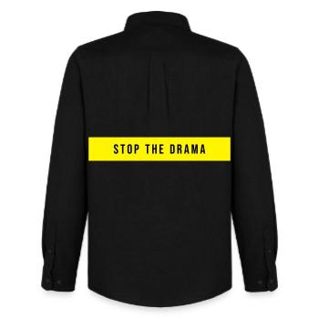 Stop the Drama Saying - Men's Oxford Shirt by Stanley/Stella - black - Back - AI Model Male 185 dark (185cm)