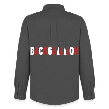 backgammon - Men's Oxford Shirt by Stanley/Stella - anthracite - Back - AI Model Male 185 dark (185cm)