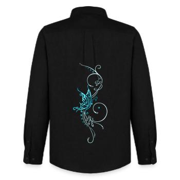 Ornement tribal avec papillon, féminin - Chemise Oxford homme Stanley/Stella - noir - Dos - AI Model Male 185 dark (185cm)