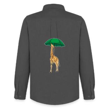 Giraffe Umbrella - Men's Oxford Shirt by Stanley/Stella - anthracite - Back - AI Model Male 185 dark (185cm)